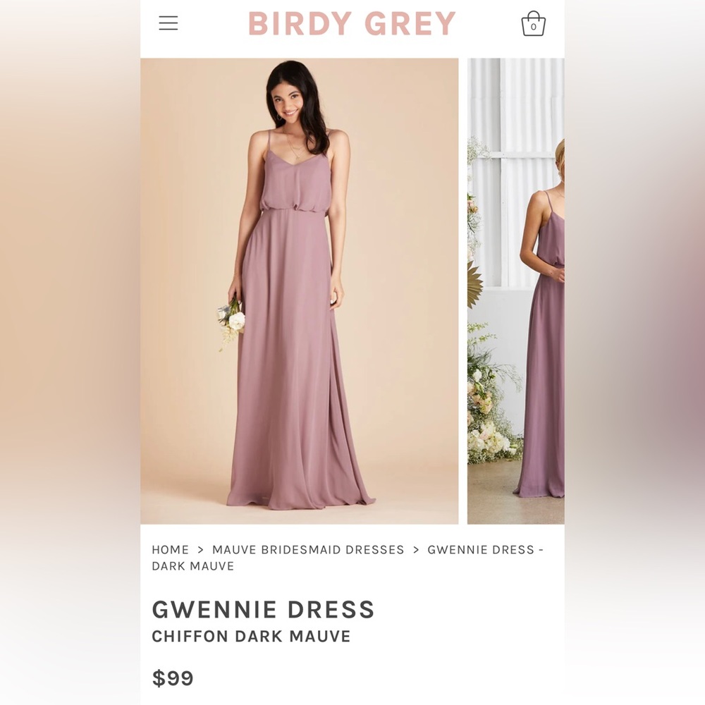 Birdy grey dark mauve bridesmaid dress size small, gwennie